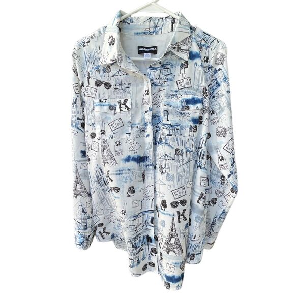 Karl Lagerfeld Paris size M “From Paris with Love” button up. - Picture 4 of 10